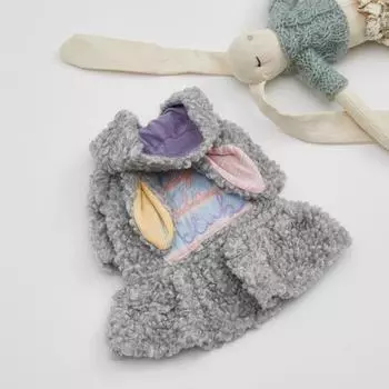 Серое кашемировое пальто с кроликом, вышитая одежда, одежда для домашних животных, одежда для собак, осенне-зимняя кашемировая куртка, теплая плюшевая одежда для собак XS