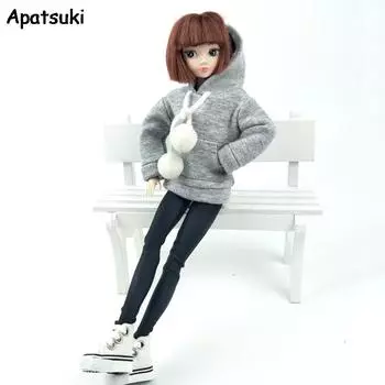 Серое пальто, толстовка для куклы Барби, одежда для куклы Барби, наряды для кукол 1/6, аксессуары для кукол, детские игрушки для детей, коллекция серый