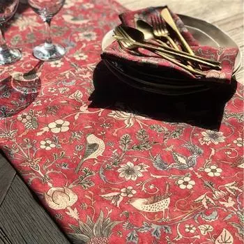 Serte Home Бордовый Бегун с рисунком птицы Красный