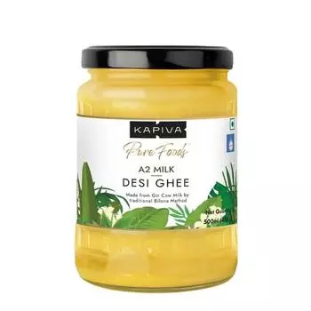 Сертифицированное Kapiva A2 Gir Cow Ghee 500 мл | Традиционный ведический метод Bilona | Выращено на травяном откорме, чистое и полезное | Изготовлено методом сбивания творога | Богато питательными веществами