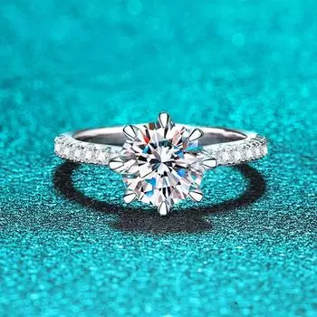 Сертифицированное кольцо с муассанитом 2 карата для женщин, белое позолоченное ювелирное изделие класса люкс, стерлинговое серебро S925, обручальное кольцо, подарок 5.5