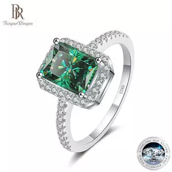 Сертифицированное муассанит Bague Ringen, обручальное кольцо с муассанитом сияющей огранки, бриллиантовые кольца 1 или 2 карата, кольца из стерлингового серебра, обручальное кольцо, подарки 1ct No.5 белый