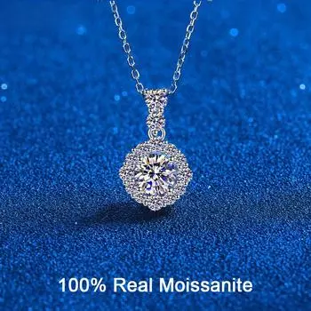 Сертифицированное ожерелье из муассанита D цвета Vvs, модная подвеска с бриллиантом, созданная в лаборатории, 100% твердое серебро, свадебные украшения 45cm