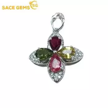 Сертифицированное SACE GEMS стерлинговое серебро 925 пробы, 4*6 мм, ожерелье с подвеской из натурального турмалина для женщин, помолвка, коктейльная вечеринка, изысканный ювелир разноцветный