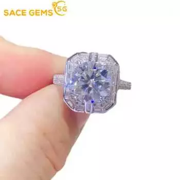 Сертифицированное SACEGEMS GRA кольцо с муассанитом 3 карата цвета D, стерлинговое серебро 925 пробы с покрытием из белого золота 18 карат, кольца для женщин, ювелирные изделия 5 белый