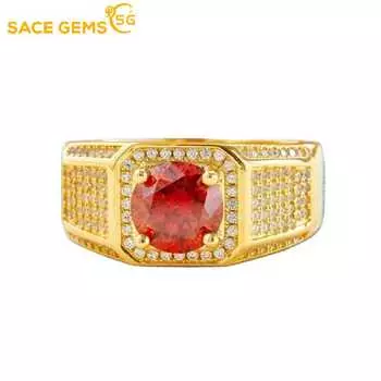 Сертифицированное SACEGEMS GRA кольцо с муассанитом D цвета 1-5 карат для мужчин, стерлинговое серебро S925, свадебное кольцо с бриллиантами, вечерние, роскошные изящные ювелирные изделия 7 1ct красный