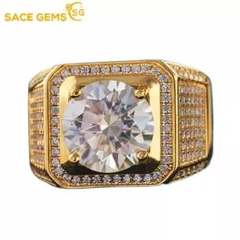 Сертифицированное SACEGEMS GRA кольцо с муассанитом 5 карат VVS1, круглое кольцо-пасьянс с бриллиантом в лаборатории для мужчин, обручальное кольцо, ювелирные изделия 7 белый