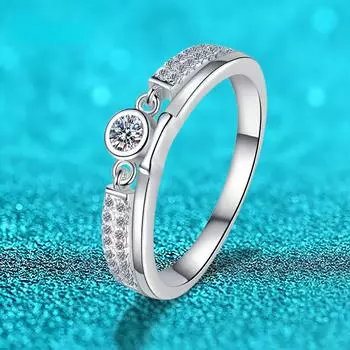 Сертифицированные кольца с муассанитом 0,1 карата 3 мм для женщин, обручальное кольцо с полукруглым бриллиантом S925, стерлинговое серебро, вечерние украшения GRA 5.25