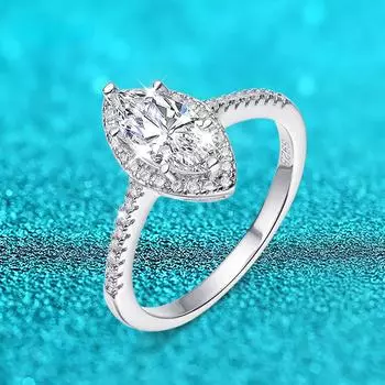 Сертифицированные кольца с муассанитом 1 карат огранки «маркиз» для женщин, обручальное кольцо с имитацией бриллианта, ювелирное изделие из стерлингового серебра S925 GRA 5.5