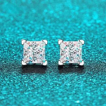 Сертифицированные серьги-гвоздики с муассанитом принцессы 1 карат для женщин и девочек, ювелирные изделия Praty, роскошное качество, стерлинговое серебро S925