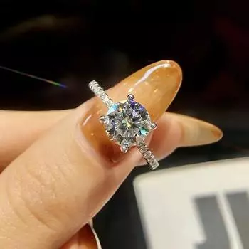 Сертифицированный 1-3-каратный муассанит бриллиант D цвета четыре зубца кольцо настоящее серебро 925 пробы ювелирные изделия свадебный подарок для женщин 5&1.0ct 6.5mm D color