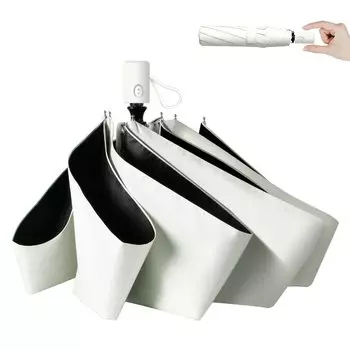 Сертифицированный JIS Зонт складной с защитой от УФ-лучей и блокировкой света, автоматический, от жары и солнца, ветроустойчивый и портативный, для всех, подарок от теплового удара для мужчин белый