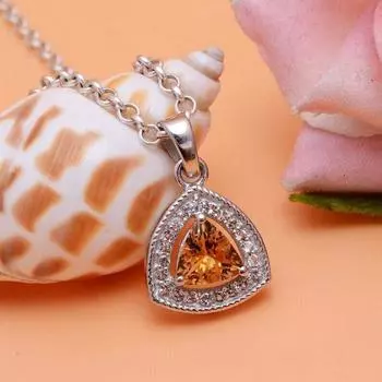 Сертифицированный кулон из стерлингового серебра 925 пробы ручной работы с натуральным желтым цитрином и драгоценным камнем