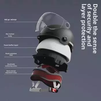 Сертифицированный летний мотоциклетный шлем 3C: Солнцезащитный, удобный, дышащий полушлем для мужчин и женщин. Long Tinted Visor