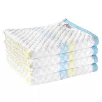 Сертифицированный набор полотенец для лица Bloom Imabari Towel из 4 шт., пушистые, впитывающие, милые, флуоресцентные, без красителей, хлопок 100% (Синее море)