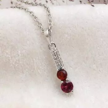 Сертифицированный вертикальный кулон из стерлингового серебра 925 пробы с натуральным красным гранатом