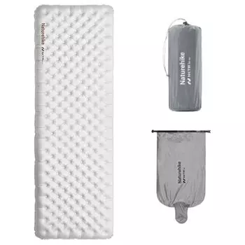 Сертифицированный воздушный коврик Naturehike. Толщина около 500 г. Совместим с моделями и выше. Компактное сохранение тепла. Возможность присоединения к матрасу. Надувная подкладка. белый
