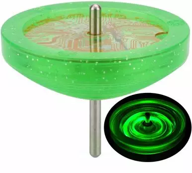 Сертифицированный Японской ассоциацией спиннинга светящийся волчок Skylark LED (Зеленый глиттер-зеленый светодиод)