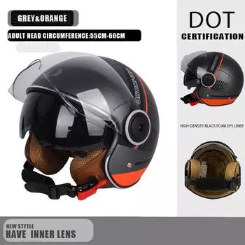 Сертификация DOT Мотоциклетный Casco Go Kart Скутер Мотор-фургон Мотоциклетные шлемы с двумя линзами Винтажные шлемы Four Seasons Racing Half Helmet