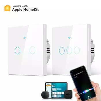 [Сертификация MFI] Apple Homekit Smart LED Light Switch Wi-Fi Сенсорный датчик Настенные выключатели Умный дом Siri Control