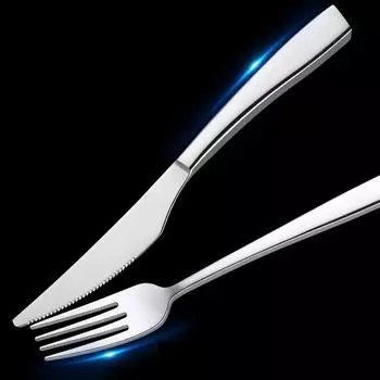 Сертификат LFGB 304 Набор столовых приборов из нержавеющей стали Роскошный банкетный нож для стейка Вилка Ложка Семейная столовая посуда Кухонная посуда