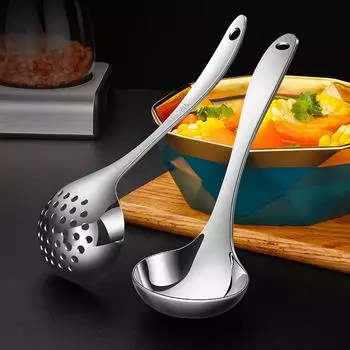 Сертификат LFGB 304 нержавеющая сталь ложка для супа и дуршлаг роскошный половник сервировочный набор для дома обеденная посуда столовая посуда
