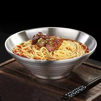 Сертификат LFGB 304 нержавеющая сталь рамен чаша роскошная теплоизоляционная сковорода 24 см корейская японская лапша столовые приборы столовая посуда