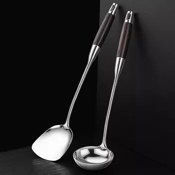 Сертификат LFGB 316 нержавеющая сталь набор шпателей удлиненный 42 см ручка из цельного кампешевого дерева кулинарная лопатка ложка кухонный инструмент для шеф-повара
