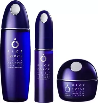 Serum Rice Force Official Deep Moisture Lotion 120ml Deep Moisture Essence 30ml Deep Moisture Cream 30g 2 months supply Rice Power Moist High