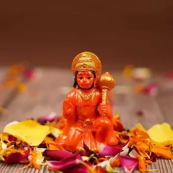 Servdharm Hanuman Ji Murti Idol Blessing with Gada Sitting Lord Balaji Bajrangbali Sankat Mochan Bhagwan Idol for Temple Car