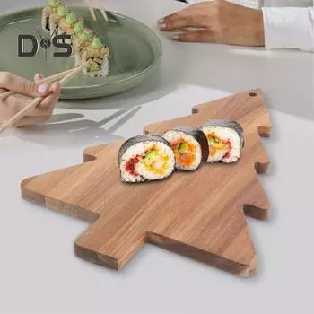 Сервировочная доска в виде рождественской елки, деревянная разделочная доска, поднос для суши, кухонная разделочная доска для колбасных изделий, украшение для ресторана на вечеринку цвет старого дерева