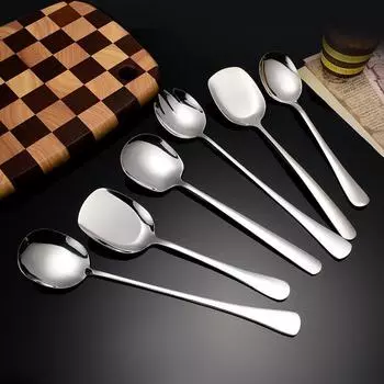 Сервировочная ложка Mingrui 304 из нержавеющей стали с утолщенной длинной ручкой для отелей и ресторанов