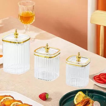 Сервировочное блюдо из 3 предметов с крышкой, миска для закусок, универсальная пылезащитная емкость для закусок для жизни Clear Tower Bead