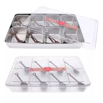 Сервировочный поднос для специй с 8 контейнерами, поднос с 8 ложками для барных принадлежностей Frui Plastic