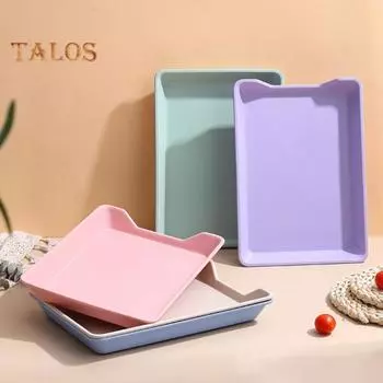 Сервировочный поднос, не содержащий бисфенола А, витрина для еды, многоразовые портативные многоразовые пластиковые сервировочные тарелки, товары для дома бежевый