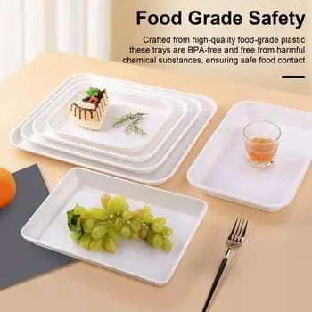 Сервировочный поднос Пластиковый прямоугольный штабелируемый кухонный поднос Многоразовый поднос для вечеринки для демонстрации еды Сервировка фруктов Печенье Десерты Закуски S
