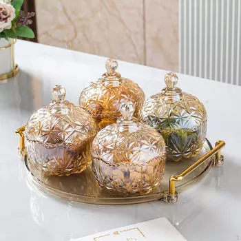 Сервировочный поднос с круглыми ручками для органайзера для домашнего стола в спальне янтарь