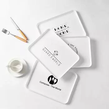 Сервировочный поднос, универсальный моющийся пластиковый прямоугольный поднос для завтрака, фруктов, хлеба, еды, блюд, подарков 1