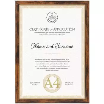 Serwrsw Award Photo 1 Piece Frame, Lightweight, A4, Frame, Frame, Poster, 29.7x21cm, Award, Photo, Decoration, Brown,