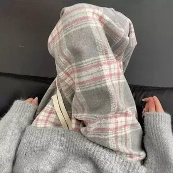 Серые клетчатые брюки женские осенне-зимние с высокой талией, повседневные прямые шерстяные широкие брюки в стиле ретро S серый