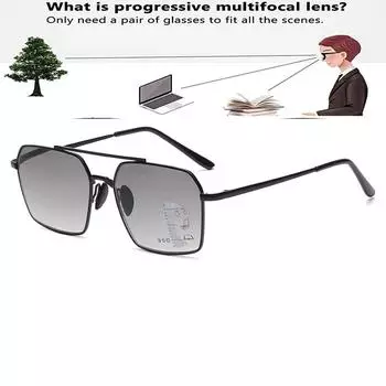 Серые линзы, прогрессивные мультифокальные солнцезащитные очки для чтения, ретро-весенние петли, удобные очки для чтения от +0,75 до +4, защита от ультрафиолета +0.75 чёрный