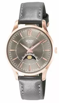 Серые нержавеющие часы Moon London Официальные белые [Henry London] Наручные часы, Циферблат, Сталь, Кварц, Фаза, 34 мм, Лондон, Англия, HL34-LS-0424, Импорт,
