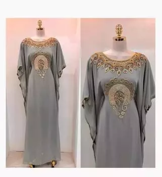 Серые новые марокканские кафтаны Дубая Абая Фараша Платье ручной работы Необычное длинное платье XS серый