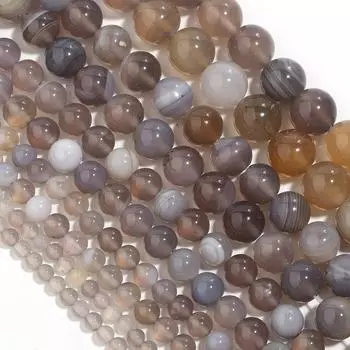 Серые полосатые бусины из оникса и агата 4-12 мм, свободные каменные бусины для изготовления ювелирных изделий, браслет, ожерелье, модные аксессуары, сделай сам Dia 4mm