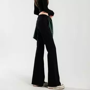 Серые широкие брюки, универсальные брюки с микроклешем на весну и лето, женские спортивные брюки из драпированного флиса, повседневные брюки для уборки S чёрный