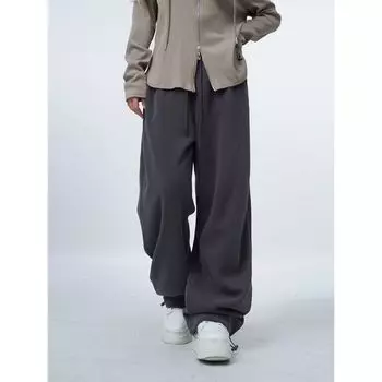 Серые спортивные штаны женские Y2k свободные брюки свободного покроя корейский уличный стиль повседневные широкие брюки спортивные штаны в стиле Харадзюку S чёрный