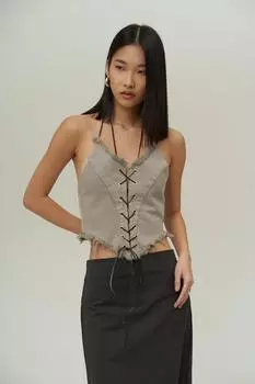 Серые укороченные джинсы Toni Rope Detail