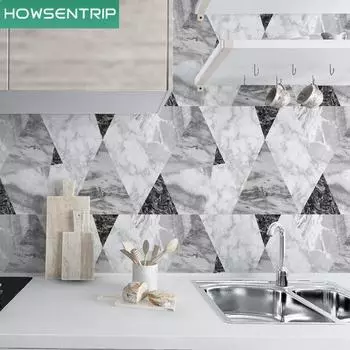 Серые утолщенные кухонные обои из ПВХ, самополирующиеся кухонные масляные и водонепроницаемые наклейки, высокотемпературные обои 0.6x1m