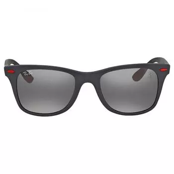 Серые зеркальные квадратные солнцезащитные очки унисекс Ray Ban Scuderia Ferrari RB4195M F6056G 52