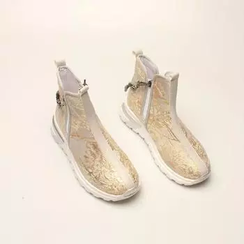 Серые женские ботинки и ботильоны с рисунком